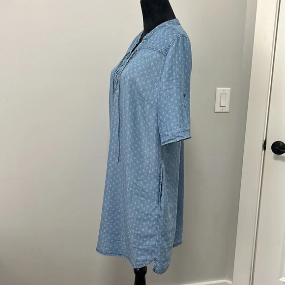 Philosophy Womens 100%-Tencel Lace Up Dress, Blue, Raindrop Print size Large - Picture 5 of 8